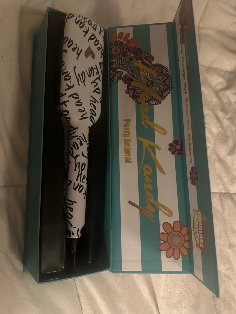 Limited Edition Head Kandy Teal & White Floral Hair Brush by Rev. Prof.